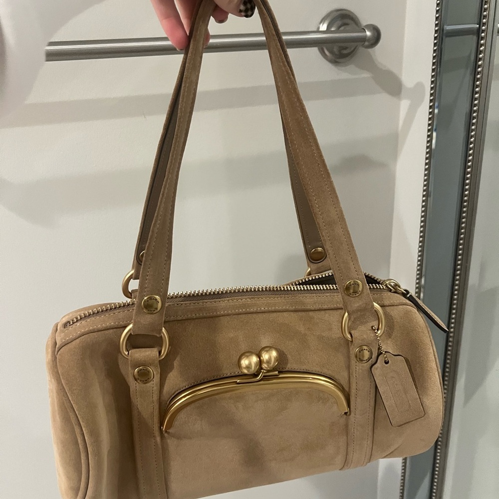 Coach Tan Suede barrel bag